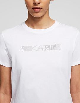 Camiseta Karl Lagerfeld blanca Rhinestone Logo