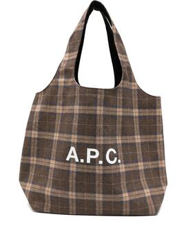 Bolso A.P.C. Tote Ninon Marrón Tartán