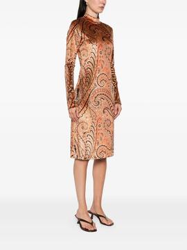 Vestido ETRO Punto Estampado Naranja Negro