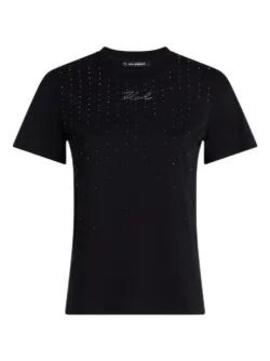 Camiseta Karl Lagerfeld Rhinestone Rain Negra 