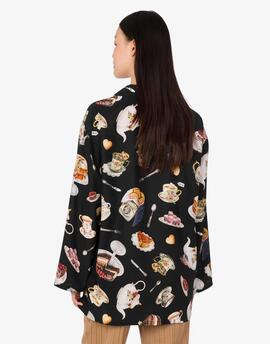 Camisa Moschino Tea Time Seda Negra