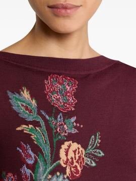 Jersey ETRO Intarsia Floral Burdeos