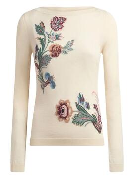 Jersey ETRO Intarsia Floral Crudo