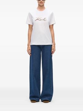 Camiseta Karl Lagerfeld Signature Sequins Blanca 