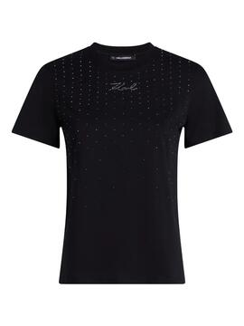 Camiseta Karl Lagerfeld Rhinestone Rain Negra 