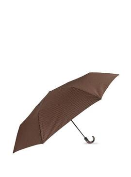 Paraguas Moschino Pintstripe Mini Marrón
