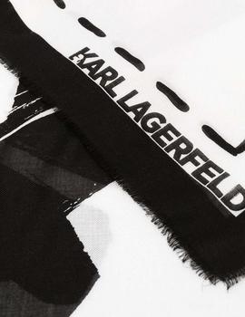 Pañuelo Karl Lagerfeld negro/blanca K/Ikonik Graffiti Scarf