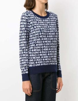 Jersey Michael Kors azul Peace and Love Sweater