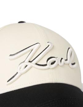 Gorra Karl Lagerfeld blanca y negra New Signature Cap