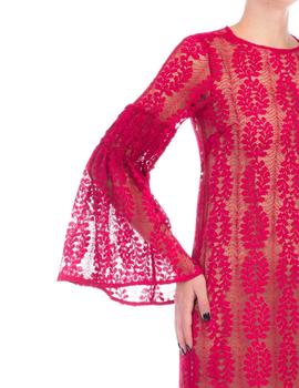 Vestido Michael Kors burdeos Bell-Sleeve Lace Dress