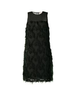 Vestido Michael Kors negro Feather Embroidered Shift Dress