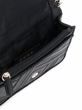 Bolso DKNY negro dorado Alice Wallet on a String Quilted
