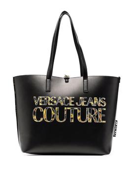 Bolso Versace Shopper Raffiano Estampado negro