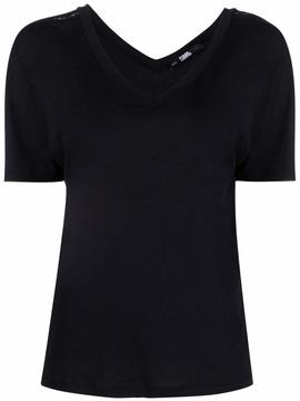 Camiseta Karl Lagerfeld negra double V neck logo