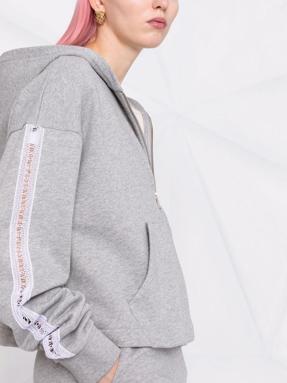Sudadera Karl Lagerfeld gris logo tape zip hoodie