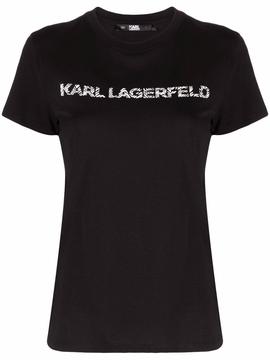 Camiseta Karl Lagerfeld negra elongated zebra logo
