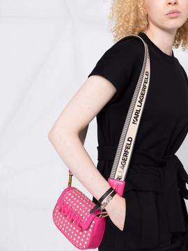Bolso Karl Lagerfeld fucsia letters woven