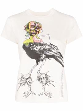 Camiseta MM6 blanca diseño ave corta