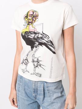 Camiseta MM6 blanca diseño ave corta
