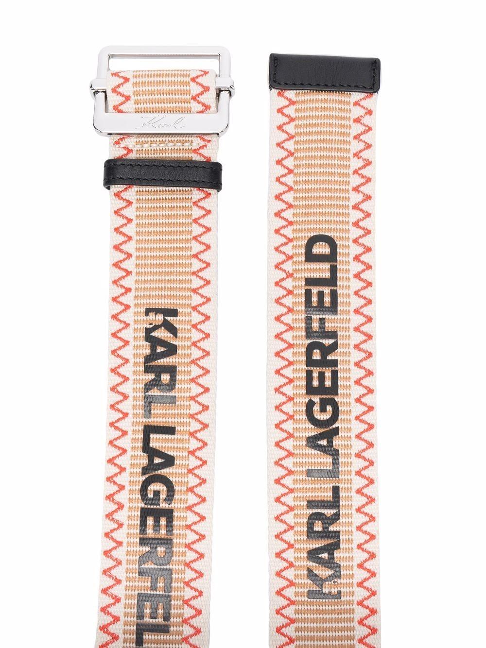 Cinturón Karl Lagerfeld beige stripe webbing belt