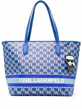 Bolso Karl Lagerfeld azul ikonik mono stripe tote