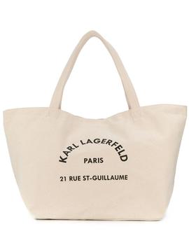 Bolso Karl Lagerfel beige St Guillaume Canvas tote