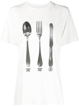 Camiseta MM6 Maison Margiela blanca Cutlery