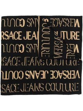 Bufanda Versace negra Allover Gold Logo