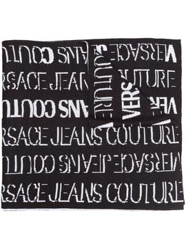Bufanda Versace negra Allover White Logo