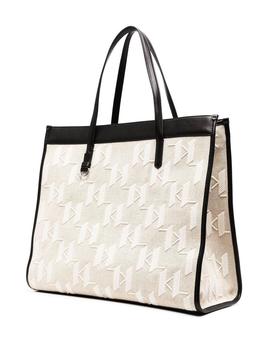 Bolso Karl Lagerfeld beige skuare embroidery tote