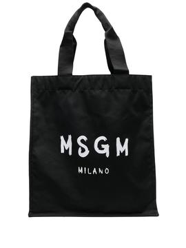 Bolso MSGM negro logo canvas tote bag