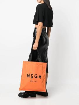 Bolso MSGM naranja logo canvas tote bag