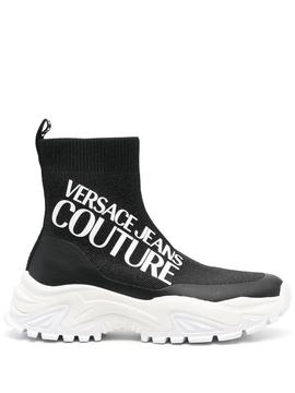Sneakers Versace negros Fondo Hiker Knitted Coated