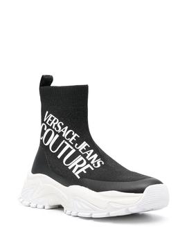 Sneakers Versace negros Fondo Hiker Knitted Coated