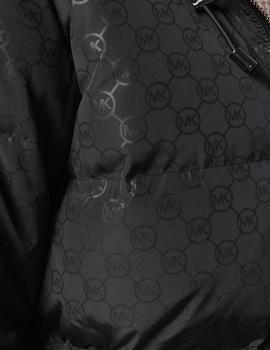 Abrigo Michael Kors negro con capucha de pelo