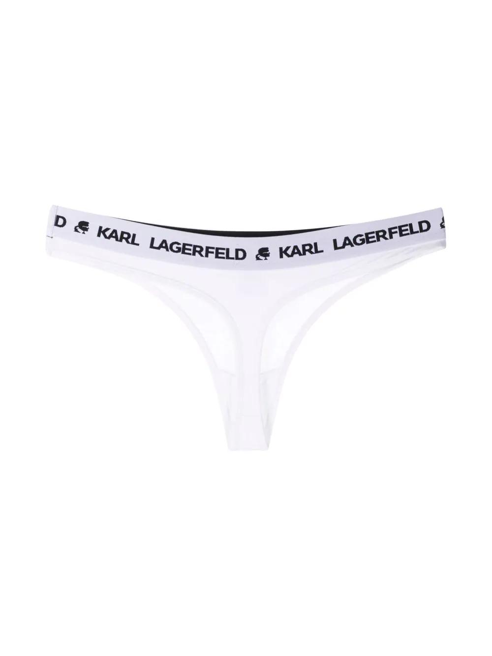 Tanga Karl Lagerfeld blanco logo thong
