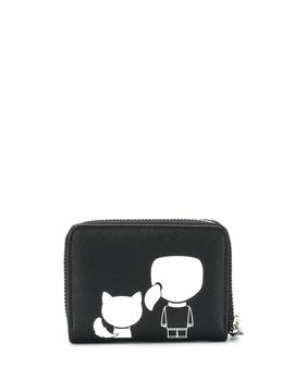 Cartera Karl Lagerfeld negra ikonik folded zip