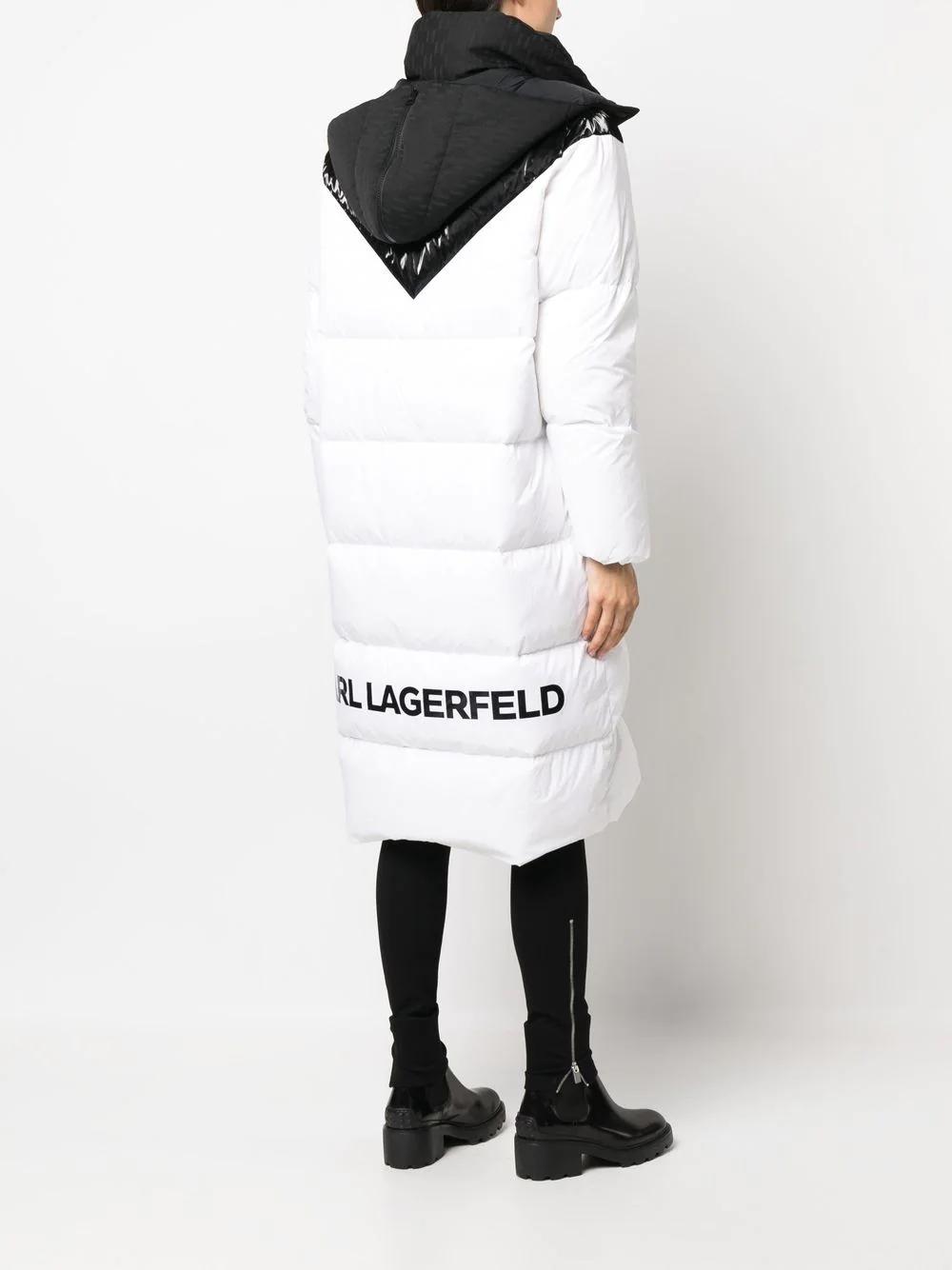 Abrigo Karl Lagerfeld blanco long down coat w mono