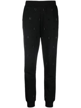 Pantalones Karl Lagerfeld negros monogram rhinesto