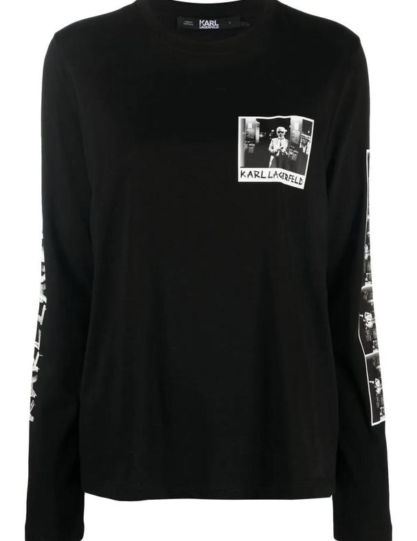 Camiseta Karl Lagerfeld negra karl archive long sl