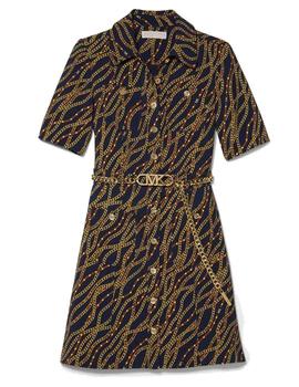 Vestido Michael Kors azul Chain Belted Nid Dress