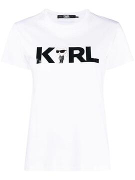 Camiseta Karl Lagerfeld blanca ikonik 2.0 karl log