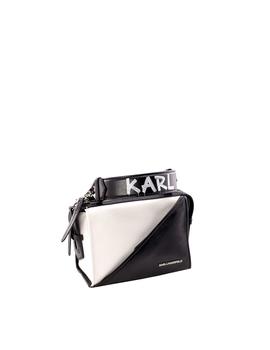 Bolso Karl Lagerfeld blanco y negro K/Slash Top Handle Small