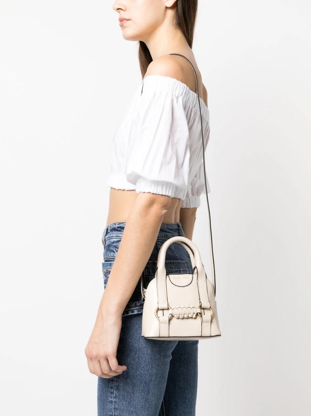 Bolso See by Chloé beige Saddie mini tote