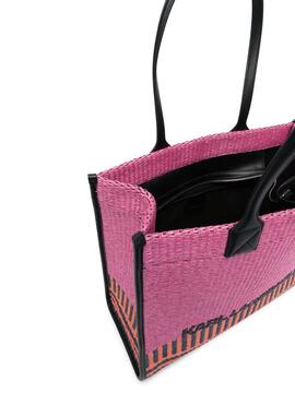 Bolso Karl Lagerfeld fuxia k/skuare raffia lg tote