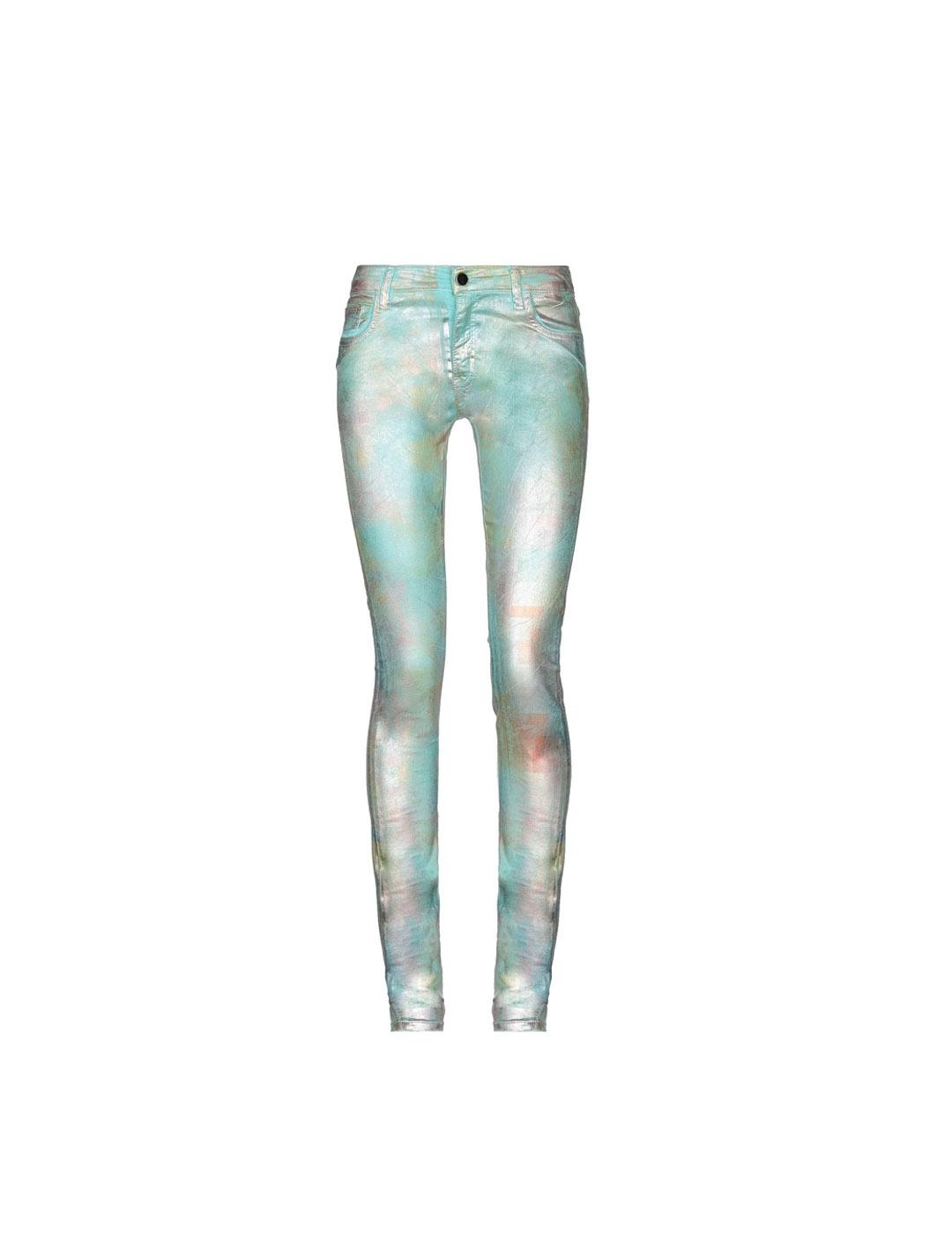 Jeans 75 Faubourg verdes brillo plata
