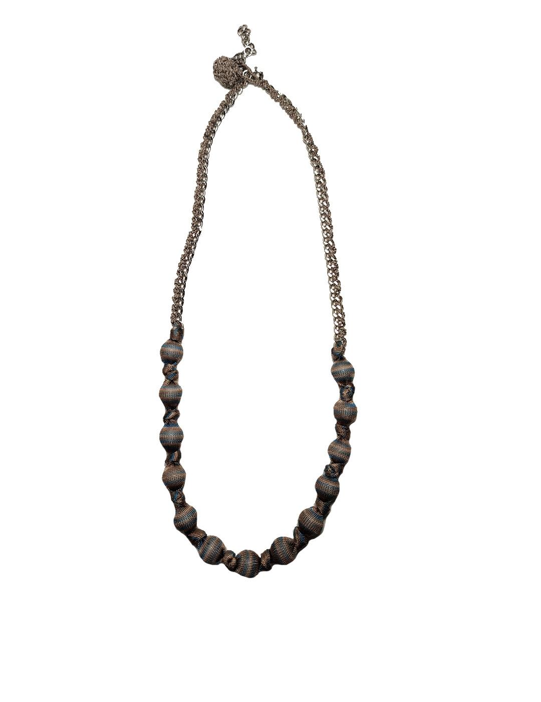 Collar Missoni azul y dorado entretejido