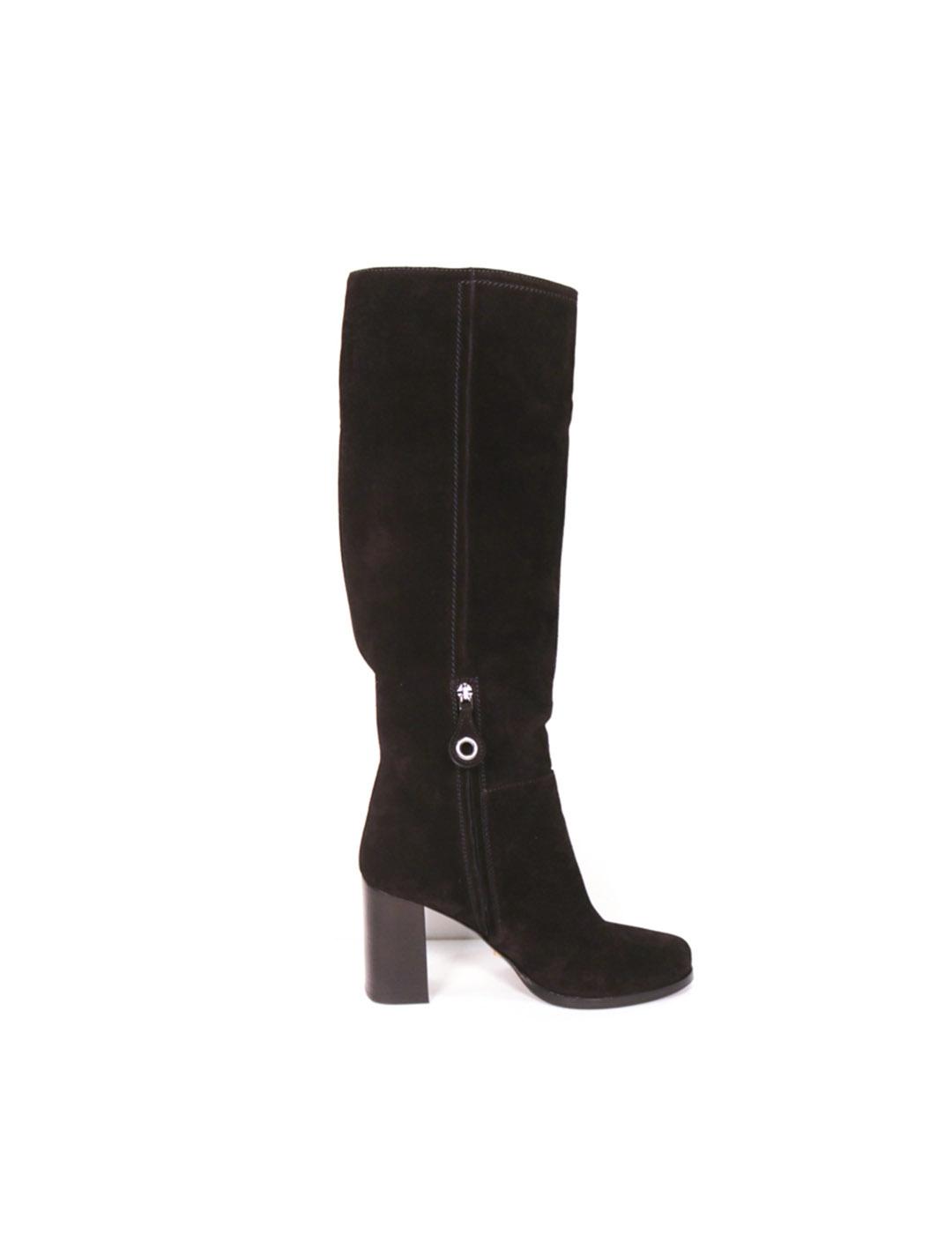 Botas Car Shoe negras de serraje con tacon