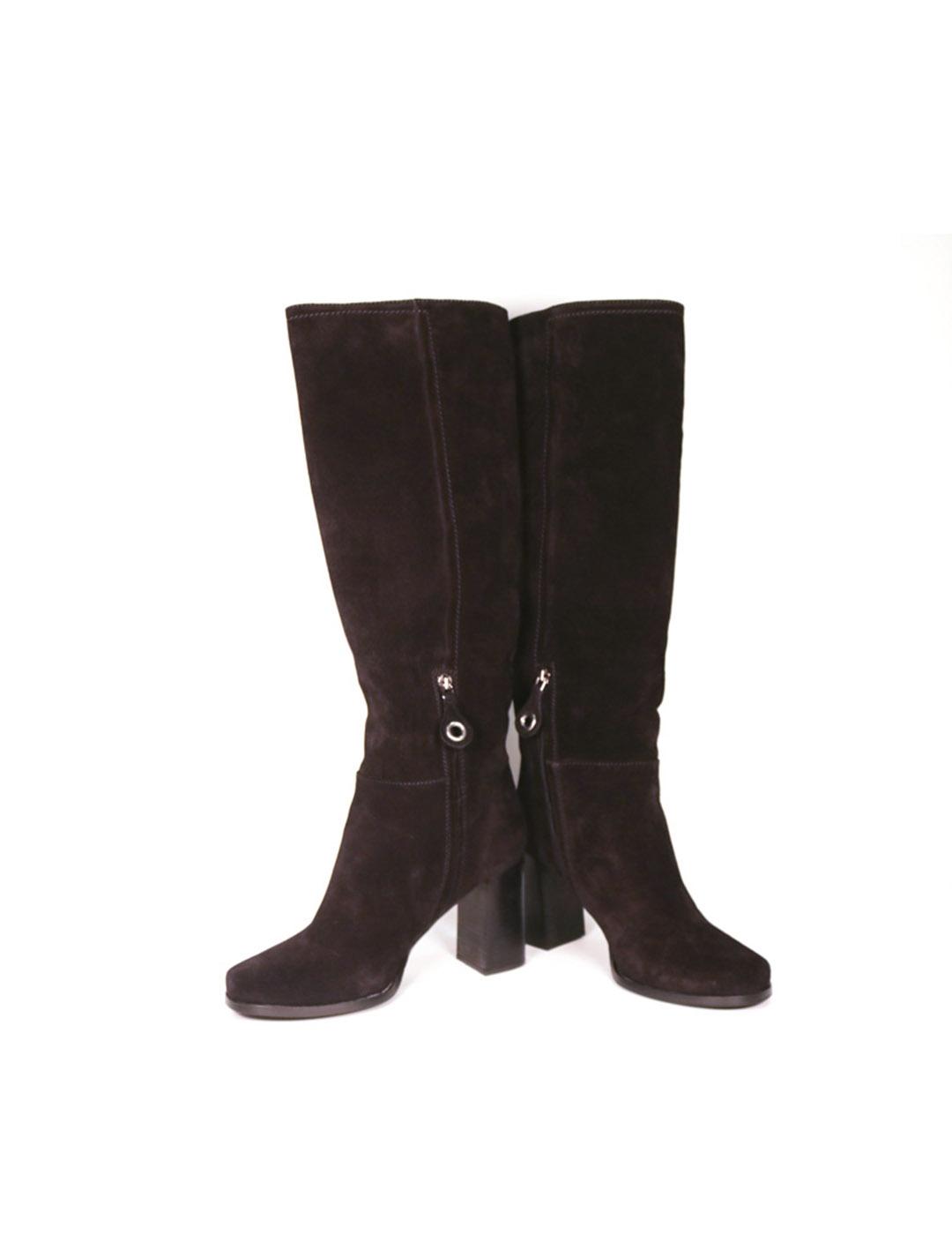 Botas Car Shoe negras de serraje con tacon