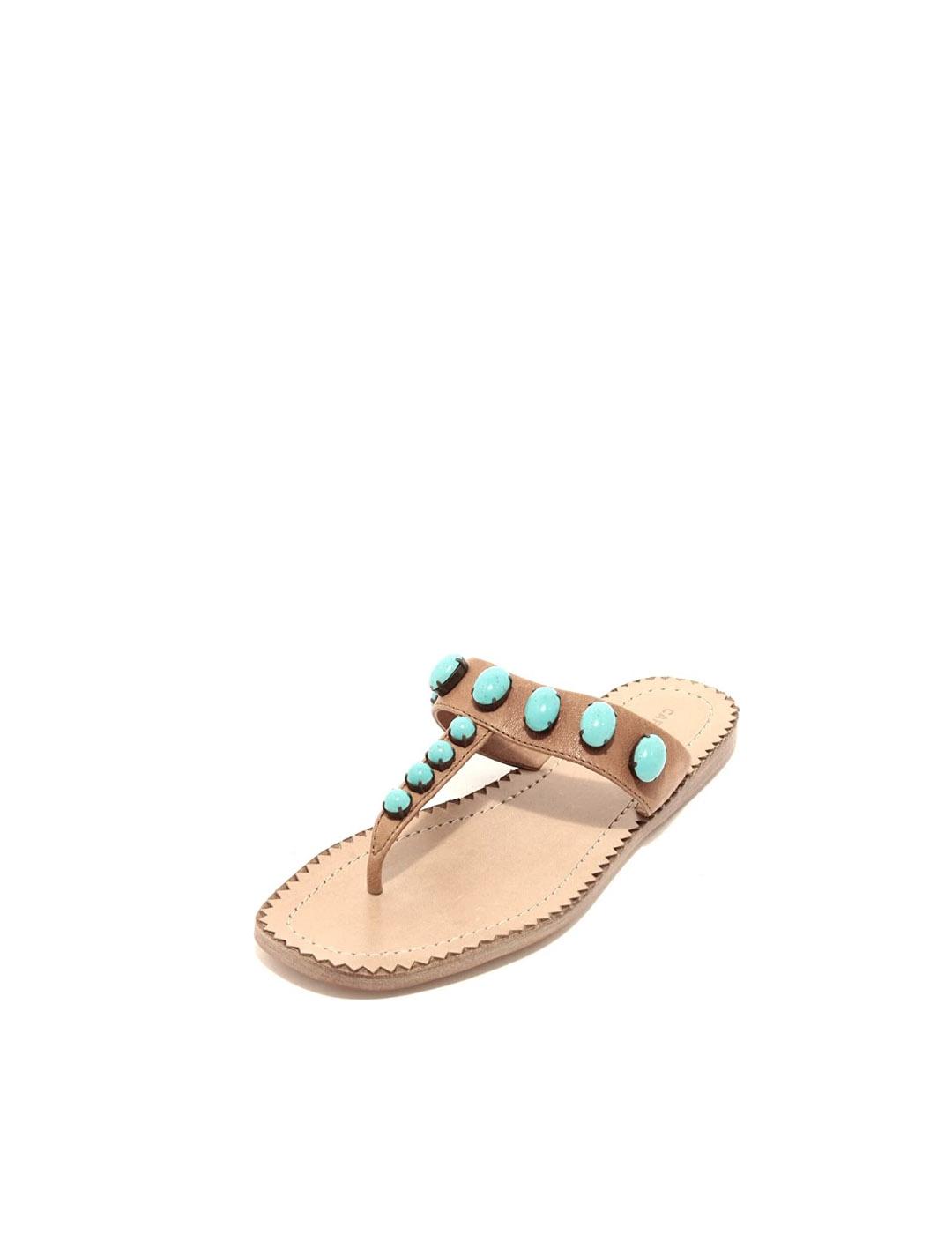 Sandalias Car Shoe Nappa Aviator turquesa